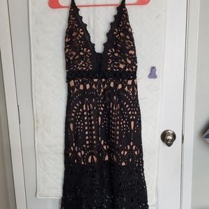 Tobi Wild Child Black Lace Maxi Dress Size S